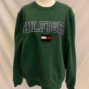 Large unisex green Tommy Hilfiger crewneck